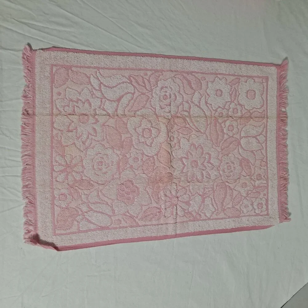 Vintage Stylehouse Bath Hand Towel Washcloth Pink Retro Soft 60s 70s USA Set x 4